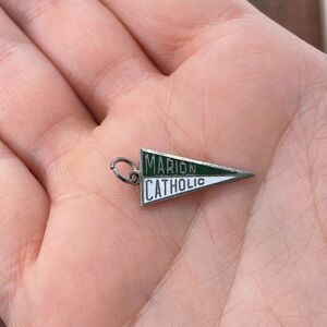 Vintage 925 Sterling Silver Enamel "Marion Catholic" Pendant Bracelet Charm